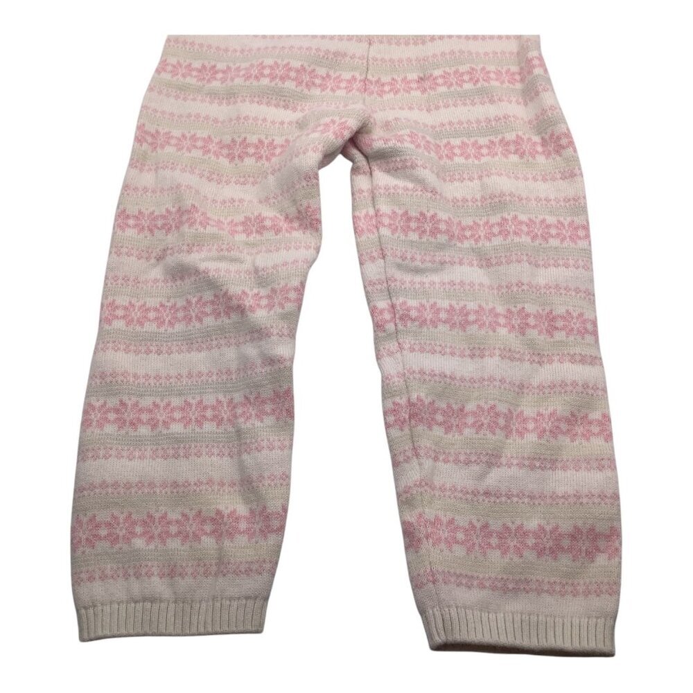 Gymboree Sweater Knit Pants Baby Girl 18-24M Pink & White Nordic Pattern Cotton - Picture 7 of 7